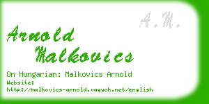 arnold malkovics business card